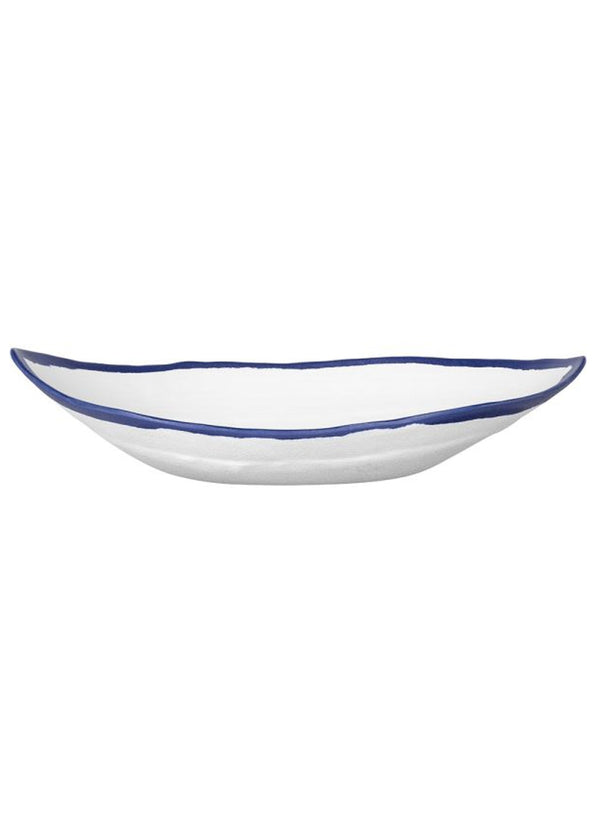 Tognana Piatto Barca 36 Cm Linea White And Blue Rim Melamina Bianco